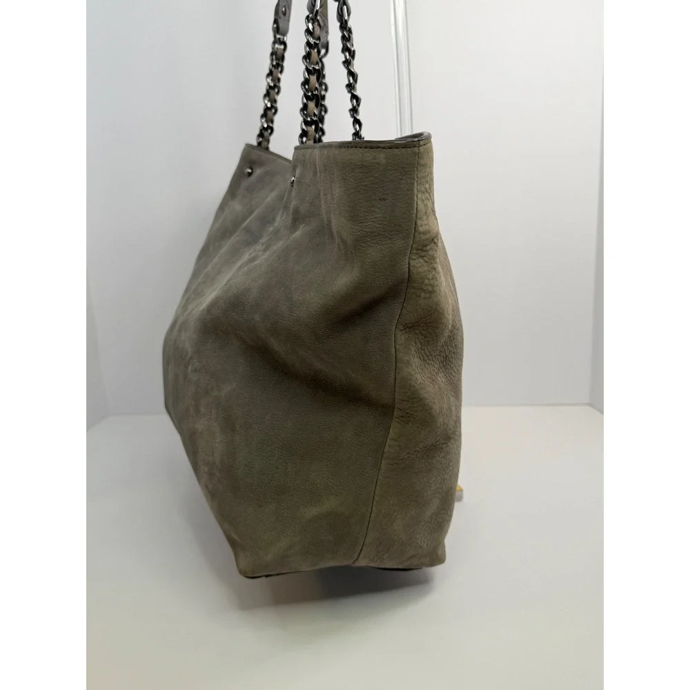 Rebecca Minkoff Grey Leather Chain Link Large Tote Bag Gunmetal Hardware‎